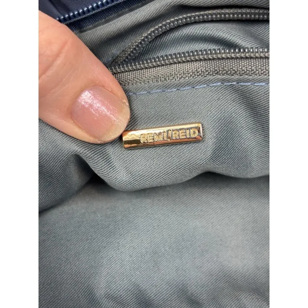 Remi / Reid Anthropologie Lindy Woven Clutch Shoulder Bag Blue Vegan Leather Gol - Picture 3 of 8